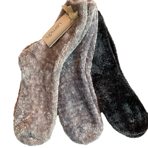 Lemon 3 Pairs Woman’s Soft and Cozy Socks Black Grey and Brown